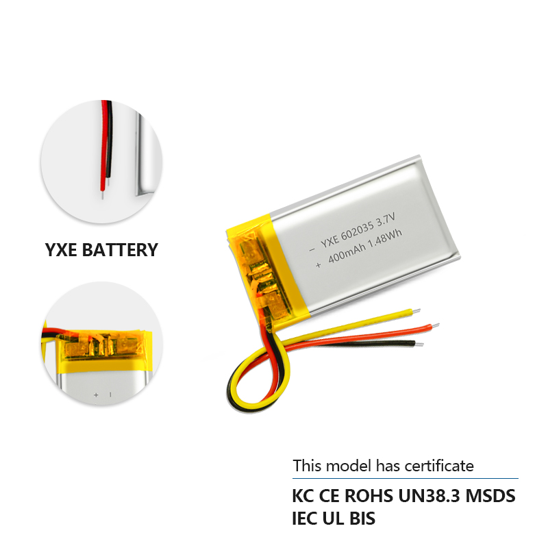 3.7 V Li-ion Battery 602035-400mah